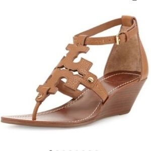 Tory Burch Chandler Wedge Sandals Sz:7.5 Brown